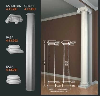 Российская Лепнина Европласт артикул Ствол (колонна) 4.12.201 от компании MetSnab - фото 1