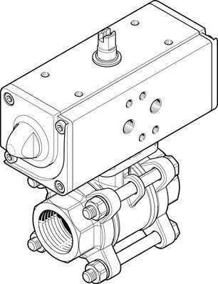 Шаровой кран с приводом Festo VZBA-1/2quot;-GG-63-T-22-F0304-V4V4T-PP15-R-90-C DN15 PN63 от компании MetSnab - фото 1