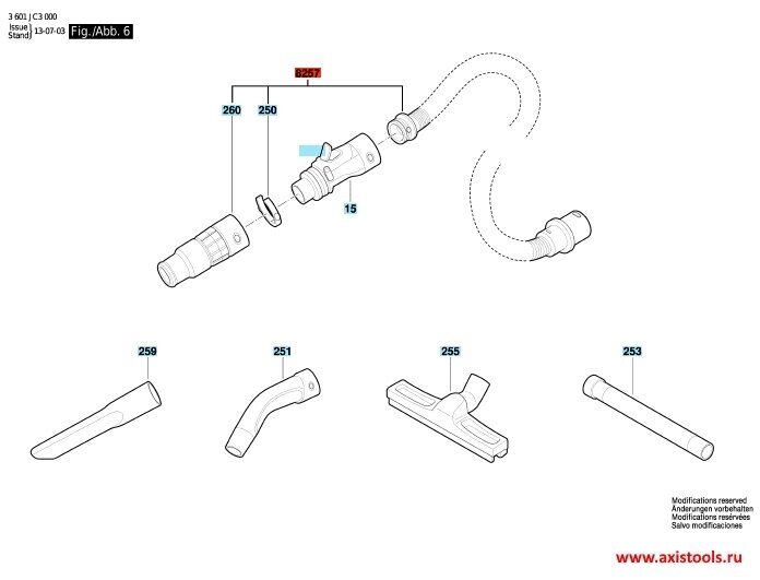 Шланг Bosch Шланг для GAS 35 L SFC, VAC090A, VAC090S (2608000A09 , 2.608.000. A09) от компании MetSnab - фото 1