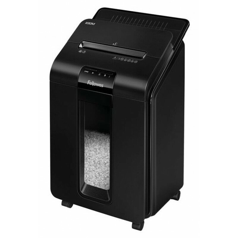 Шредер Fellowes AutoMax 100M (секр. P-4)/фрагменты/100лист./23лтр./скрепки/скобы/пл. карты от компании MetSnab - фото 1