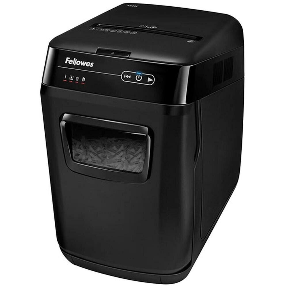 Шредер Fellowes AutoMax 150C (секр. P-4)/фрагменты/150лист./32лтр./скрепки/скобы/пл. карты/CD от компании MetSnab - фото 1