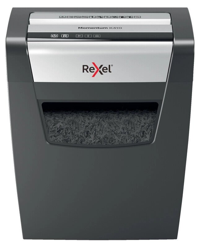 Шредер Rexel Momentum X410 (секр. P-4)/фрагменты/10лист./23лтр./скрепки/скобы от компании MetSnab - фото 1