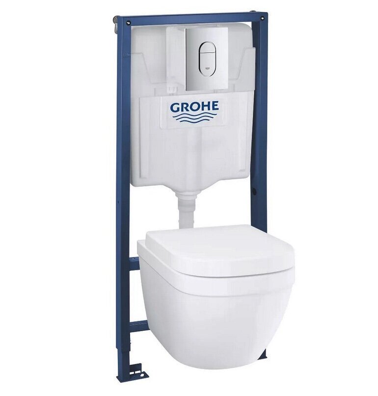 Система инсталляции Grohe Solido 4 в 1: инсталляция с перекладиной, подвесной унитаз Euro Ceramic, сиденье с от компании MetSnab - фото 1