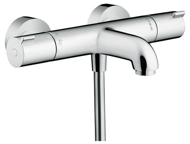 Смеситель для ванны с подключением душа hansgrohe Ecostat 1001 CL 13201000 двухрычажный с термостатом от компании MetSnab - фото 1