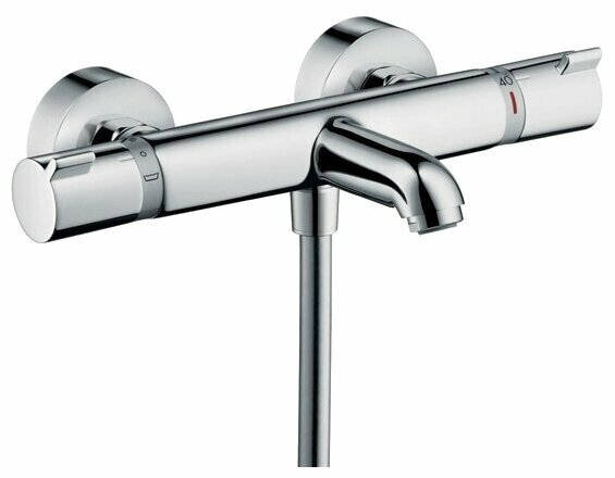 Смеситель для ванны с подключением душа hansgrohe Ecostat 13114000 двухрычажный с термостатом от компании MetSnab - фото 1