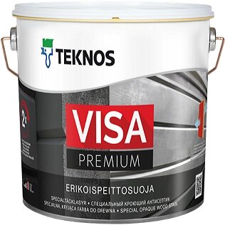 Специальный Кроющий Антисептик Teknos Visa Premium 9л Гибридный, Белый для Наружных Работ по Дереву от компании MetSnab - фото 1