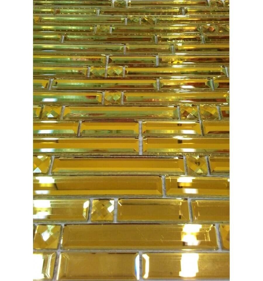 Стеклянная мозаика Liya Mosaic Зеркальная мозаика Mirror Stripes Gold 30х30 (м2) от компании MetSnab - фото 1