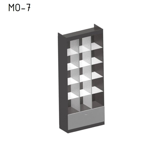 Стеллаж с ячейками и накопителем для магазина одежды МО-7 от компании MetSnab - фото 1