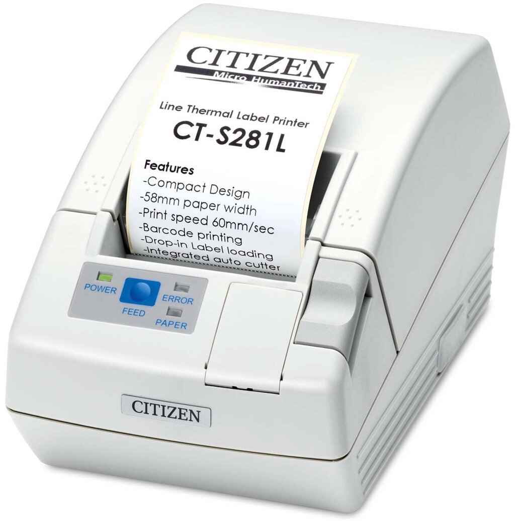 Термопринтер этикеток Citizen CT-S281L, Serial, белый (CTS281RSEWHPLM1) от компании MetSnab - фото 1