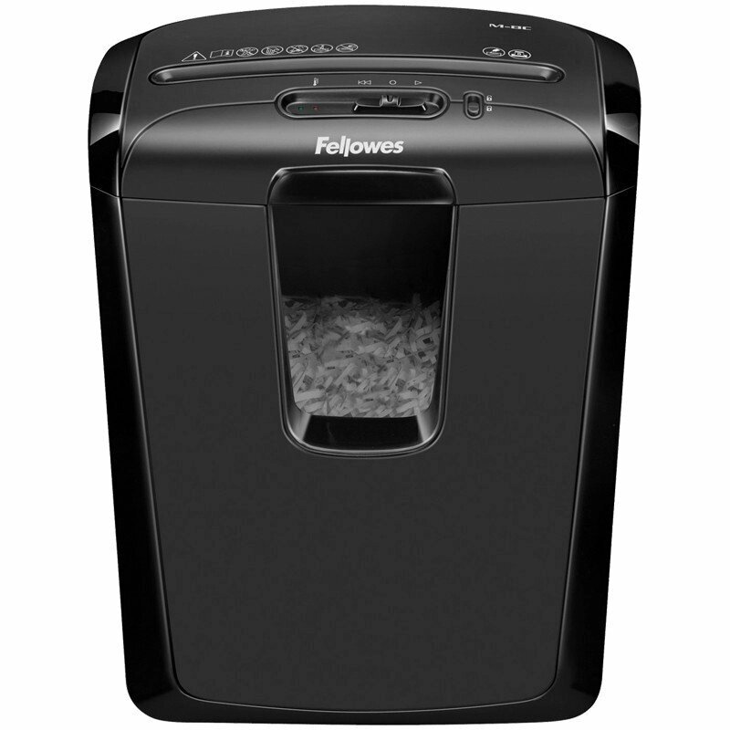 Уничтожитель документов Fellowes M-8C, 4 ур. секр. 4х50мм, 8 лист, 15л, скрепки, скобы, карты FS-46041 от компании MetSnab - фото 1