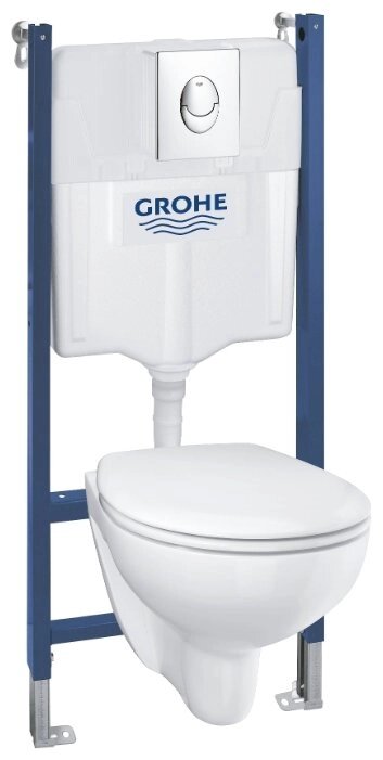 Унитаз с инсталляцией подвесной Grohe Solido Bau Ceramic 39419000 с горизонтальным выпуском от компании MetSnab - фото 1