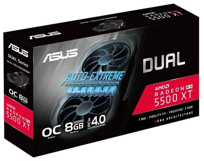 Видеокарта ASUS DUAL Radeon RX 5500 XT 1733Mhz PCI-E 4.0 8192Mb 14000Mhz 128 bit HDMI 3xDisplayPort HDCP EVO OC от компании MetSnab - фото 1