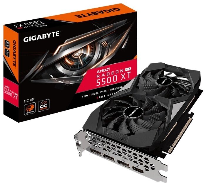 Видеокарта GIGABYTE Radeon RX 5500 XT 1733Mhz PCI-E 4.0 4096Mb 14000Mhz 128 bit HDMI 3xDisplayPort HDCP OC от компании MetSnab - фото 1