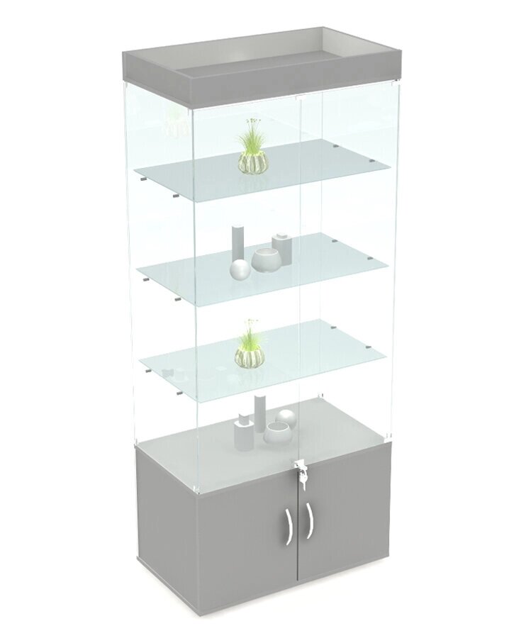 Витрина остекленная с подсветкой и накопителем 200х85х45см цвет серый (арт. s53с) от компании MetSnab - фото 1