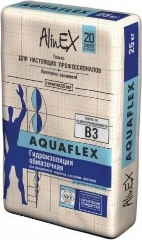 Гидроизоляционная смесь AlinEX Aquaflex B3 блокирующая,25 кг от компании MetSnab - фото 1