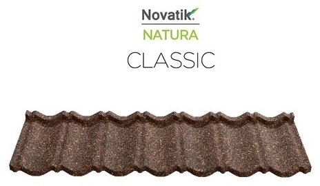 Novatik половинчатая черепица Classic Brown Earth 370x1260 мм от компании MetSnab - фото 1