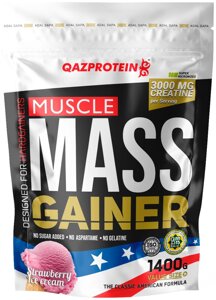 Гейнер Qazprotein Qazprotein Muscle Mass Gainer 1400 г Клубничное мороженое 1400 г