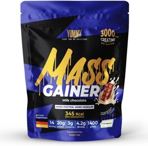 Гейнер YummyLab 100% MASS GAINER Milk chokolate 1400 г