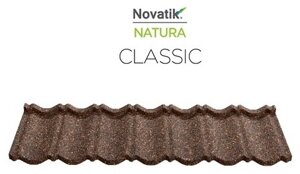 Novatik половинчатая черепица Classic Brown Earth 370x1260 мм