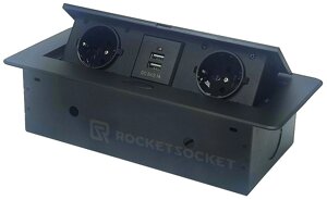 RocketSocket настольный лючок AM-G2EU-2U-12 26.5x11.8x6.5 см, черный