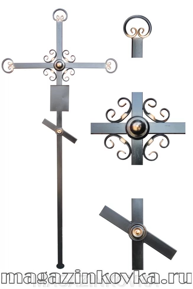 Крест кованый ритуальный «Эконом 2 Х» металлический от компании MAGAZINKOVKA - фото 1