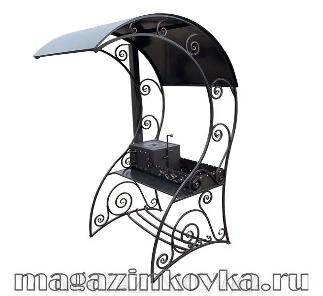 Мангал  кованый «Шаман 2 X» металлический с крышей от компании MAGAZINKOVKA - фото 1