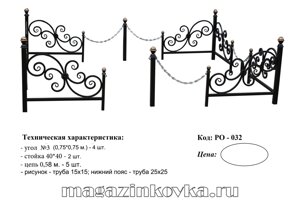 Ритуальная оградка кованая металлическая «Угловая 2Х» в Москве от компании MAGAZINKOVKA