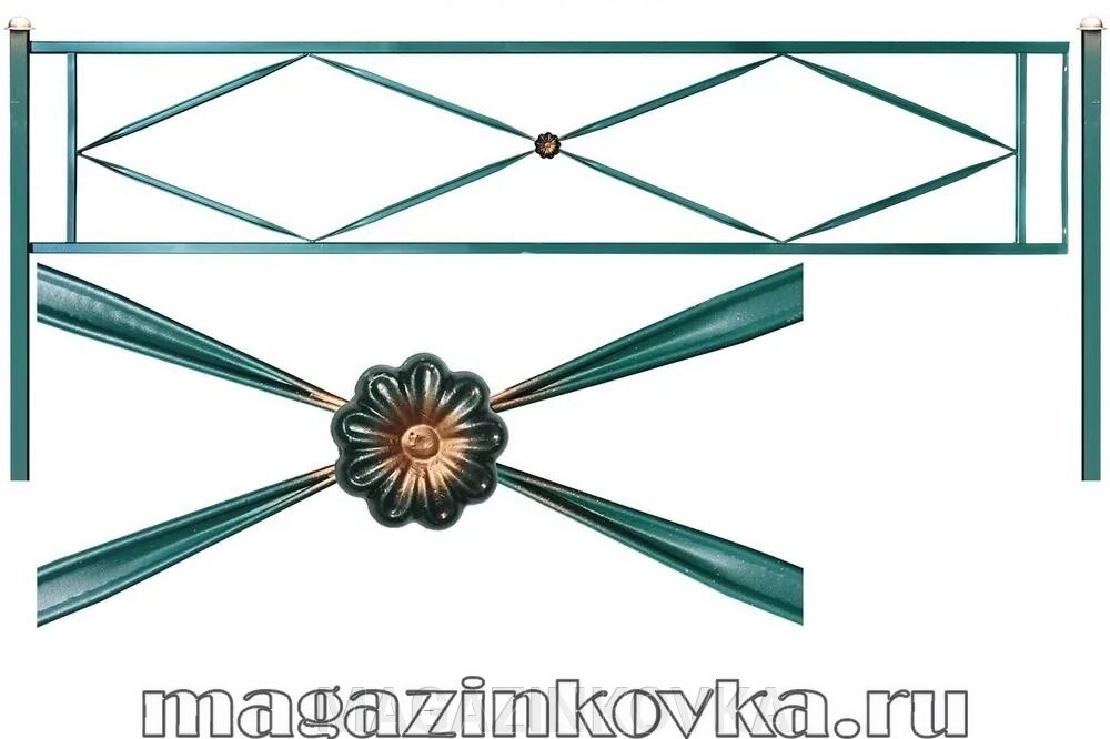 Ритуальная оградка кованая металлическая «Ромб 15Х» - опт
