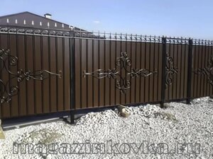 Забор кованый металлический «Лаура X» с профлистом