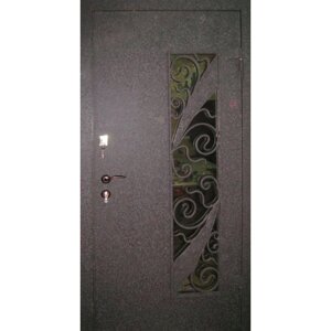 Дверь кованая «Крокоше Х» металлическая с ковкой и стеклопакетом в Москве от компании MAGAZINKOVKA