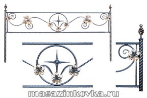 Ритуальная оградка кованая металлическая «Озарение 20Х»