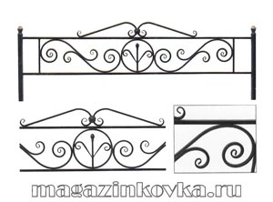 Ритуальная оградка кованая металлическая «Узорная Х» в Москве от компании MAGAZINKOVKA