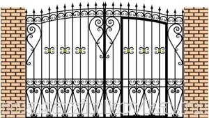 Ворота кованые «Купеческие Х» со встроенной калиткой металлические арочные