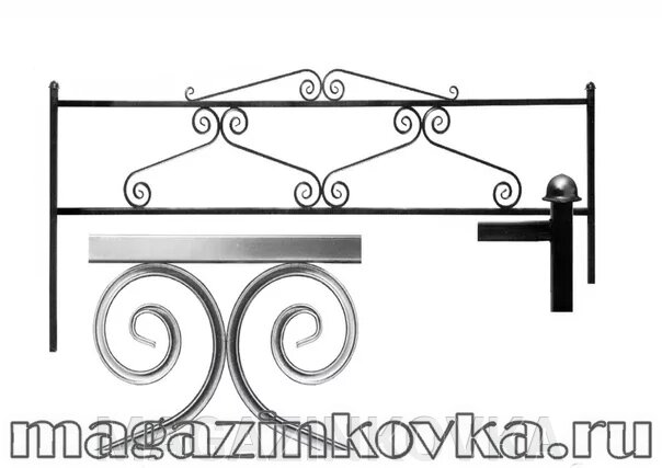Ритуальная оградка кованая металлическая «Узор Х» - интернет магазин