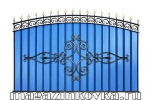 Забор кованый «Жаклин X» металлический арочный с профлистом в Москве от компании MAGAZINKOVKA