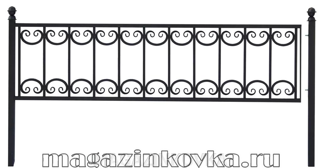 Ритуальная оградка кованая металлическая «Лотос Х» - Москва