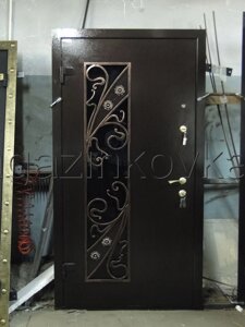Дверь кованая «Генриетта Х» металлическая с ковкой и стеклопакетом