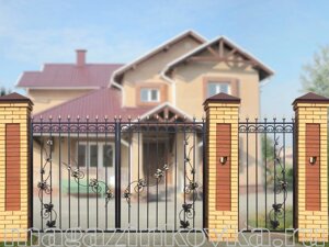 Ворота кованые «Крымская лоза 2Х» металлические прямые