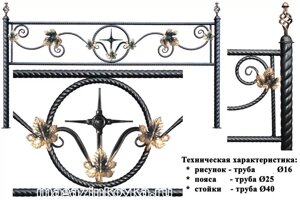 Ритуальная оградка кованая металлическая «Озарение 25Х»