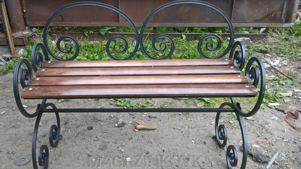 Скамейка кованая ритуальная "Лира Х" металлическая 0.9м ##от компании## MAGAZINKOVKA - ##фото## 1