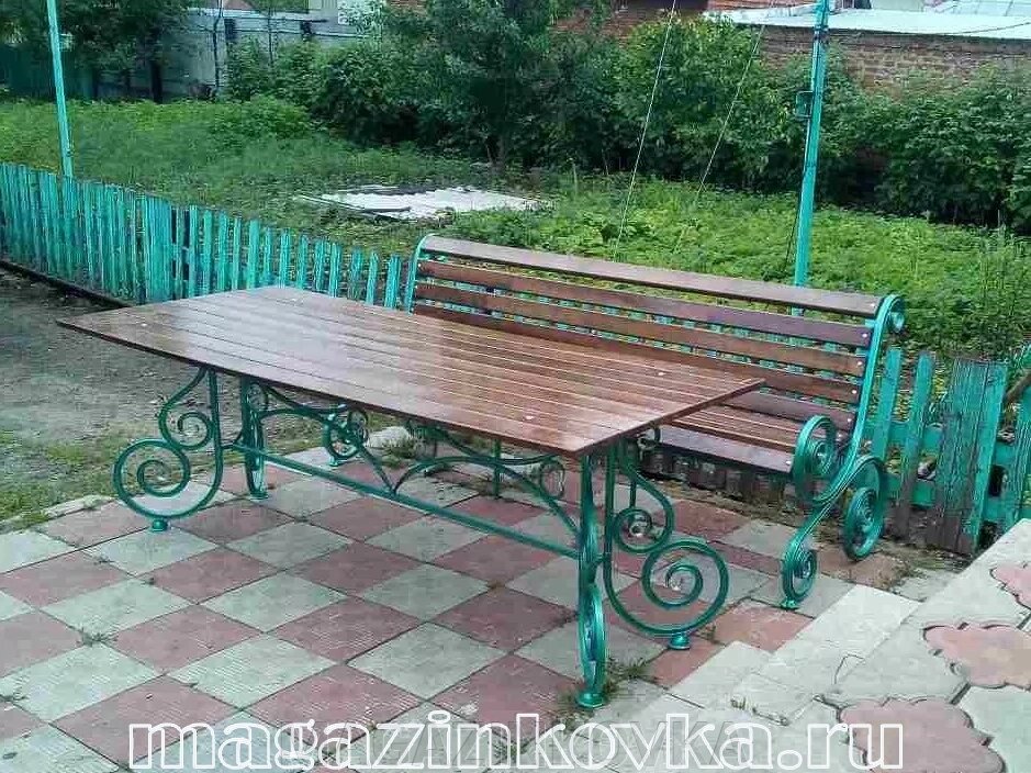 Стол кованый «Дачный 2 Х» металлический 2м от компании MAGAZINKOVKA - фото 1