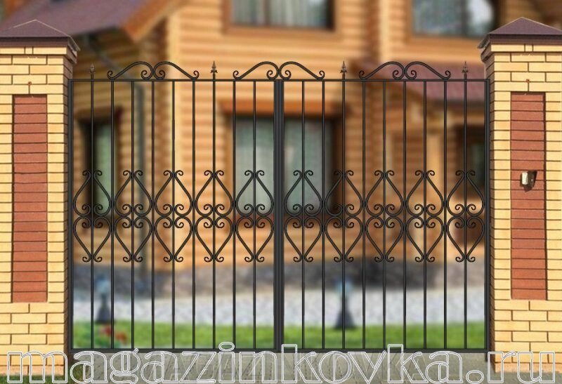 Ворота кованые «Азов Х» металлические прямые от компании MAGAZINKOVKA - фото 1