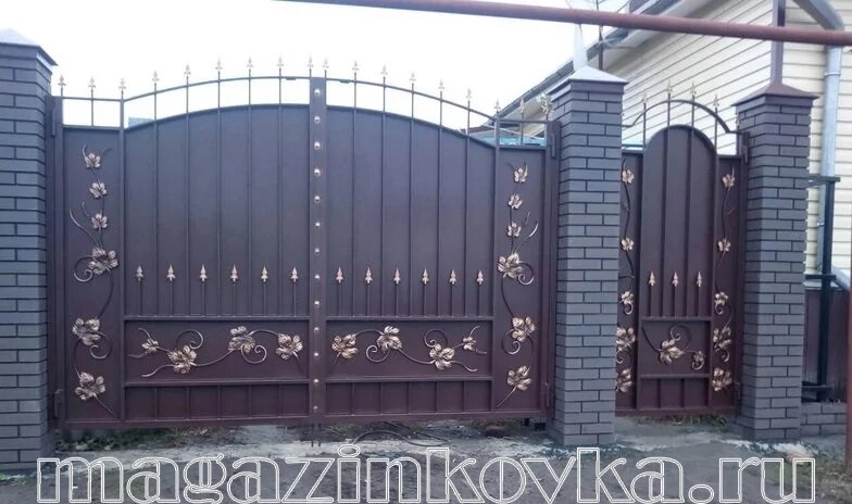 Ворота кованые «Богема Х» металлические арочные от компании MAGAZINKOVKA - фото 1