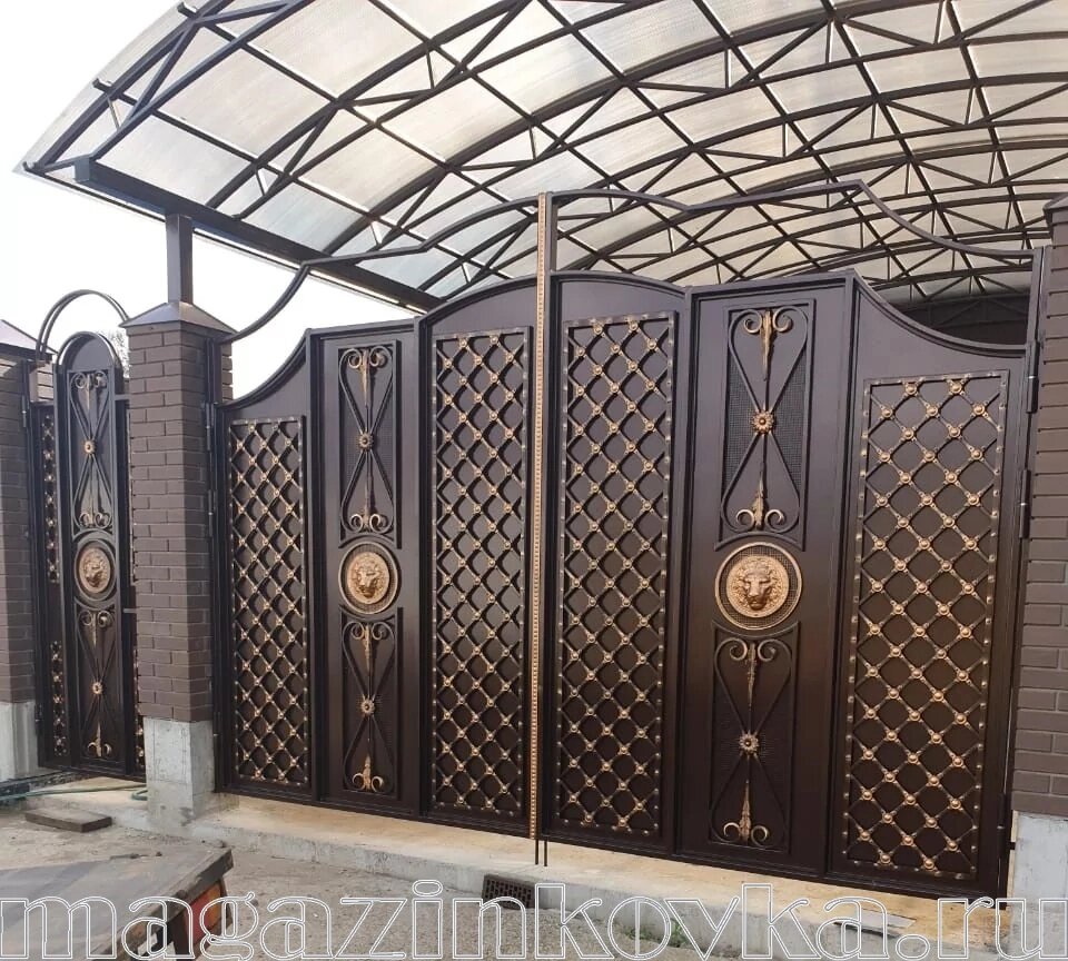 Ворота кованые «Царские Х» металлические арочные от компании MAGAZINKOVKA - фото 1