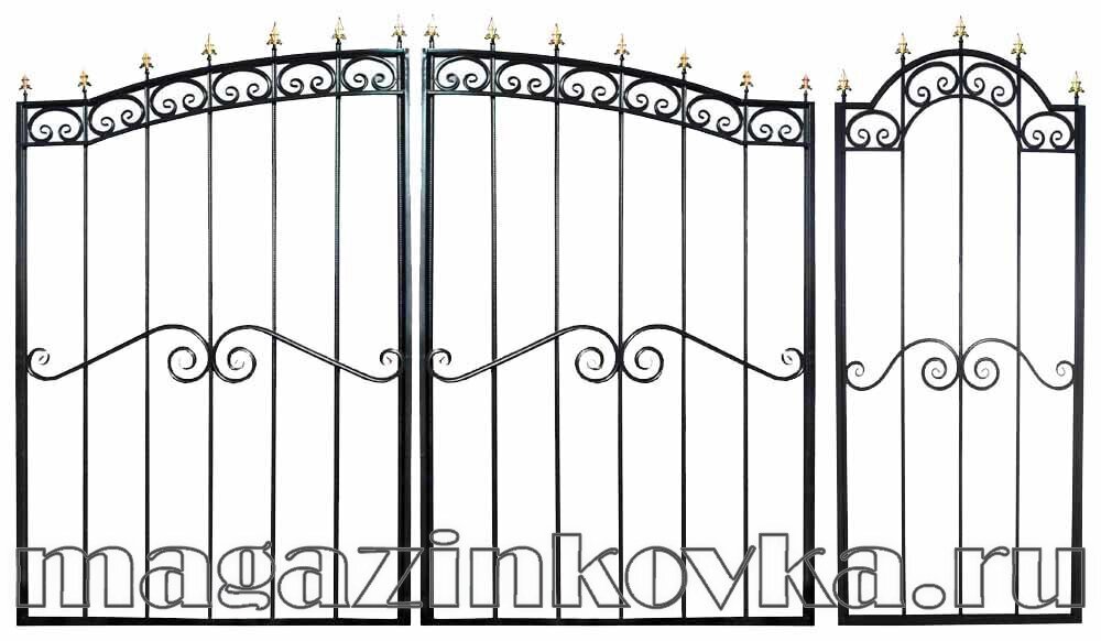 Ворота кованые «Каспий Х» металлические арочные от компании MAGAZINKOVKA - фото 1