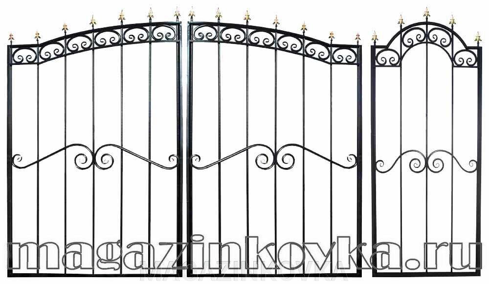 Ворота кованые «Каспий Х» металлические арочные от компании MAGAZINKOVKA - фото 1