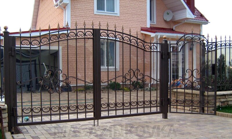 Ворота кованые "Классика узорчатая 2Х" металлические арочные ##от компании## MAGAZINKOVKA - ##фото## 1