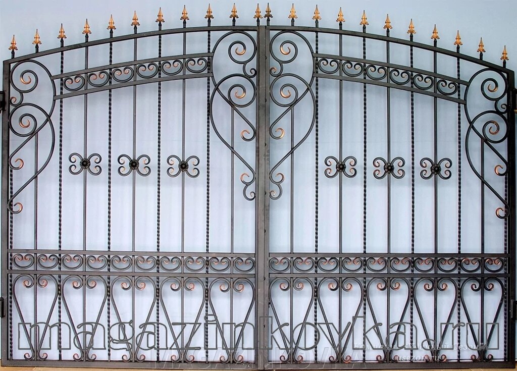Ворота кованые «Купеческие Премиум Х» металлические арочные от компании MAGAZINKOVKA - фото 1