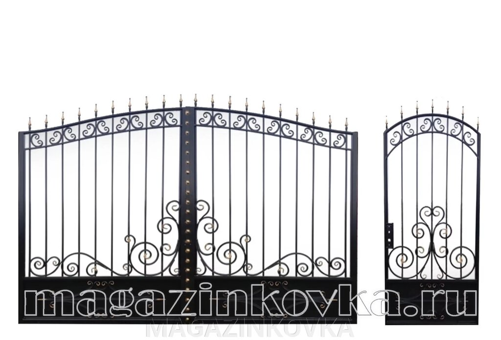 Ворота кованые «Мальта Х» металлические арочные от компании MAGAZINKOVKA - фото 1