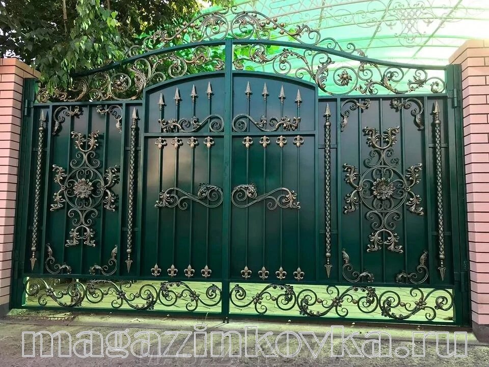 Ворота кованые «Палермо Х» металлические арочные от компании MAGAZINKOVKA - фото 1